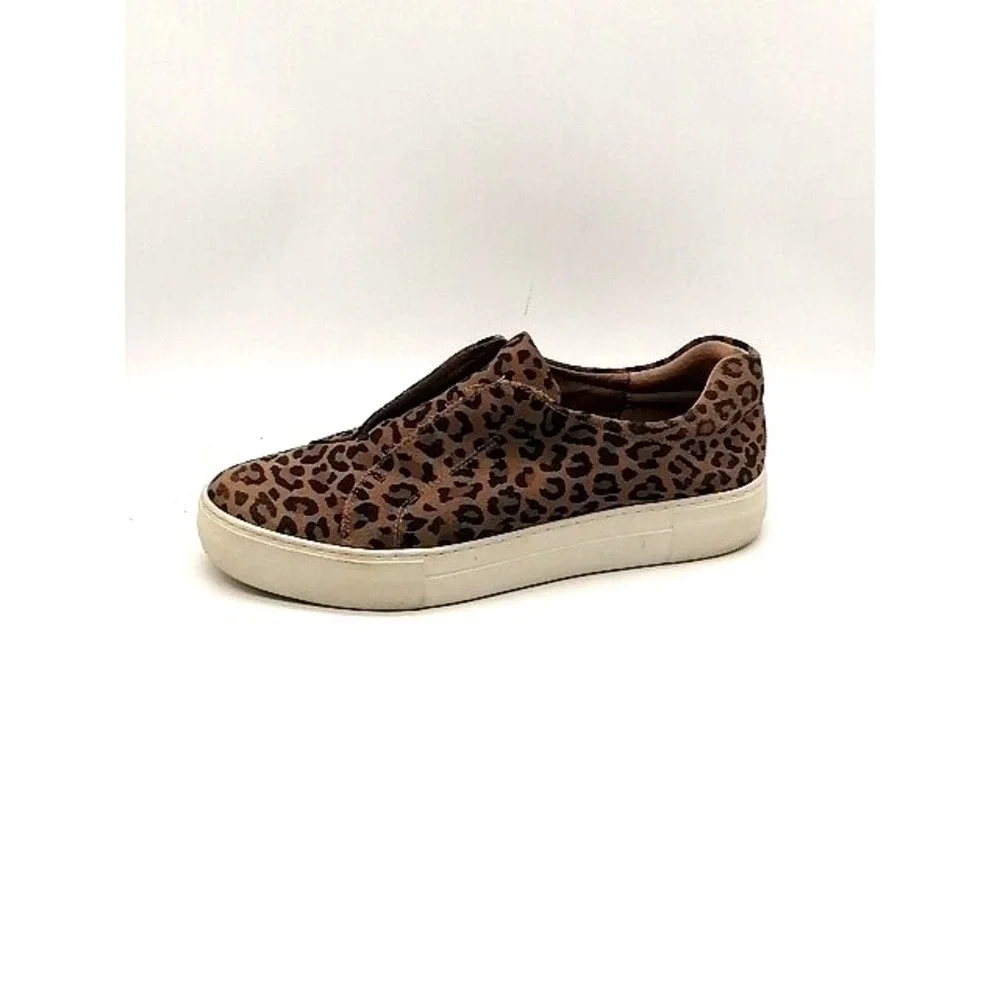 J/Slides Sneakers Womens Brown Leopard Print 8.5 Leather Walking Shoe Stretch‎